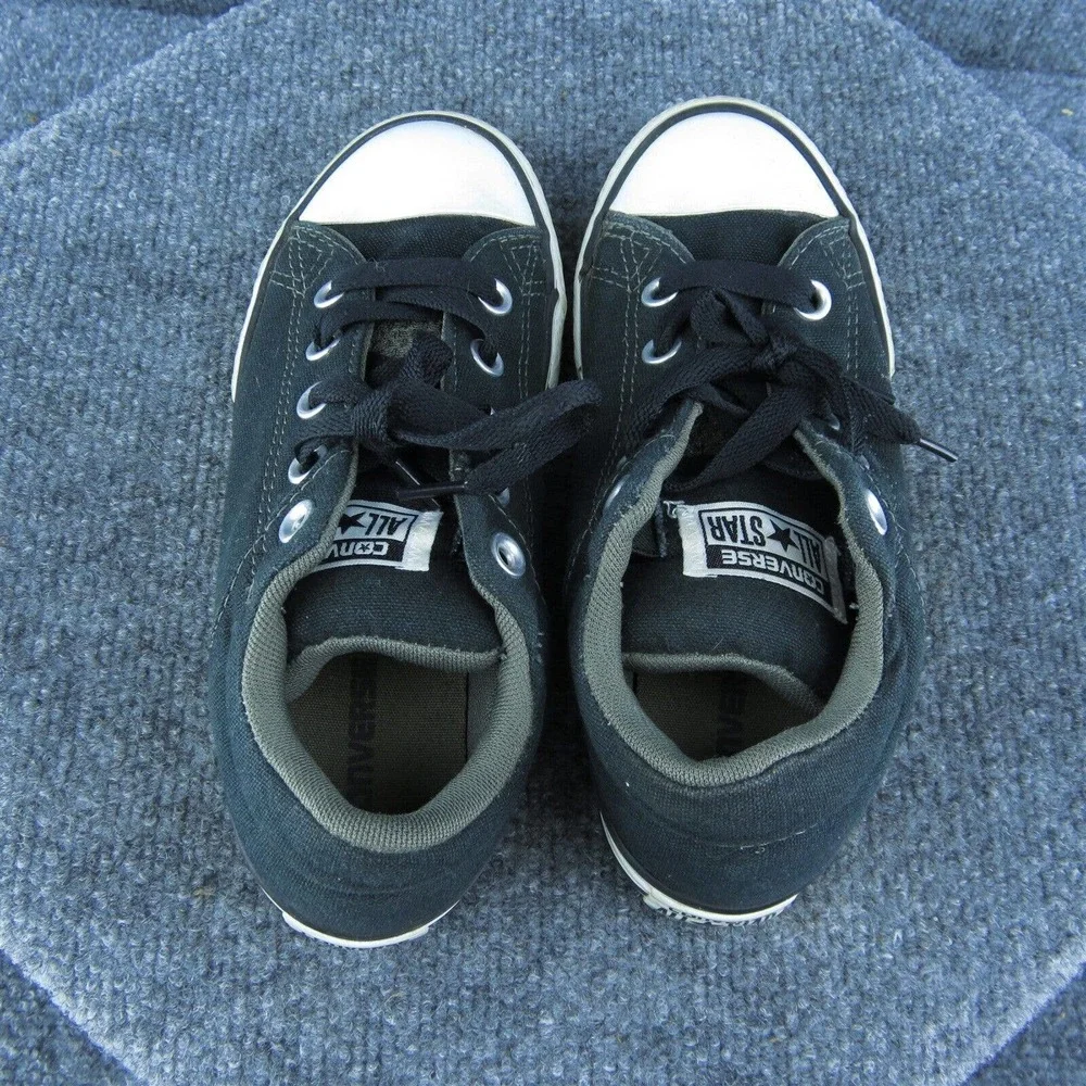 Converse Boys Sneaker Shoes Athletic Black Fabric Lace Up Size Y‎ 1 Medium